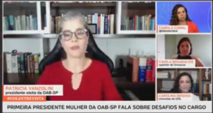 A presidente eleita da OAB de São Paulo, Patricia Vanzolini, em entrevista ao UOL. Imagem: Reprodução/UOL