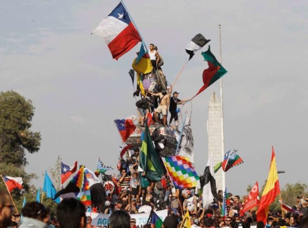 Manifestantes no Chile