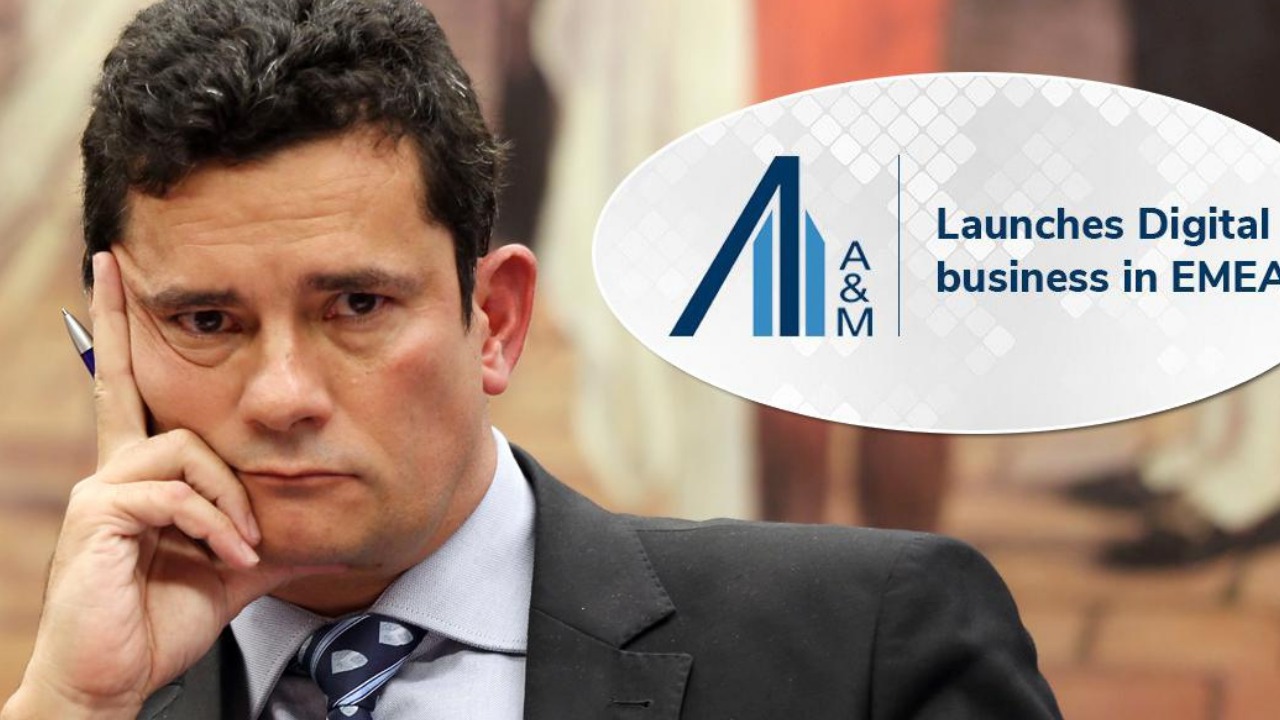 Foto de Moro com olhar preocupado e mão direita na bochecha. ao lado há a logo da empresa Alvarez & Marsal