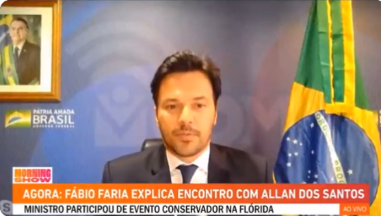 O ministro Fábio Faria, das Comunicações. Imagem: Reprodução