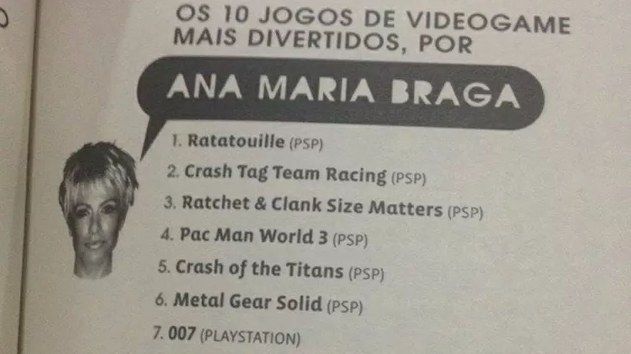 Jogos favoritos de Ana Maria Braga