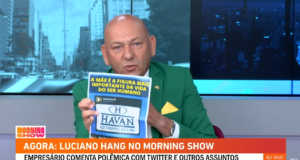 O bolsonarista Luciano Hang se irritou com a pergunta de Guga Noblat. Imagem: Reprodução
