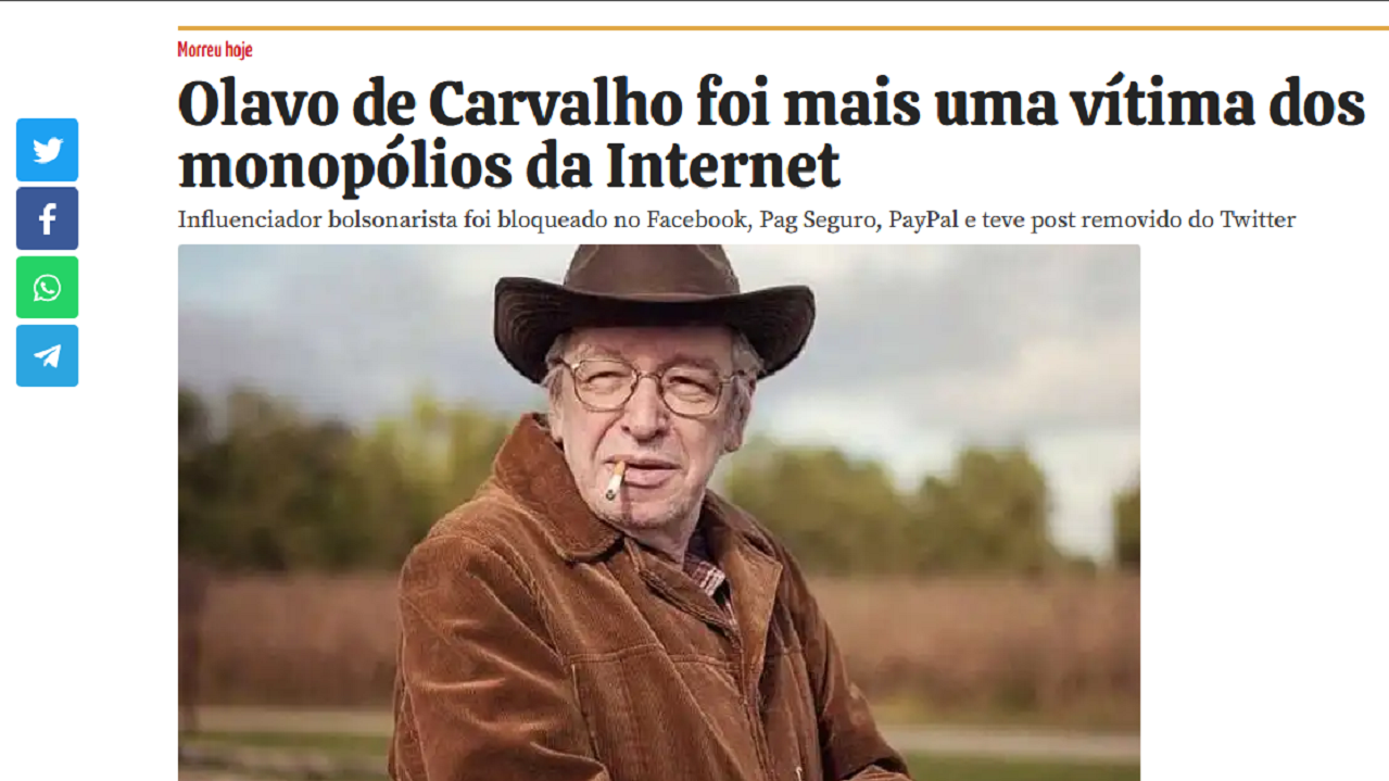 PCO defende Olavo de Carvalho