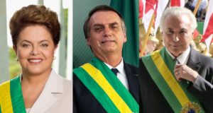 A imagem de Dilma Rousseff, Jair Bolsonaro e Michel Temer