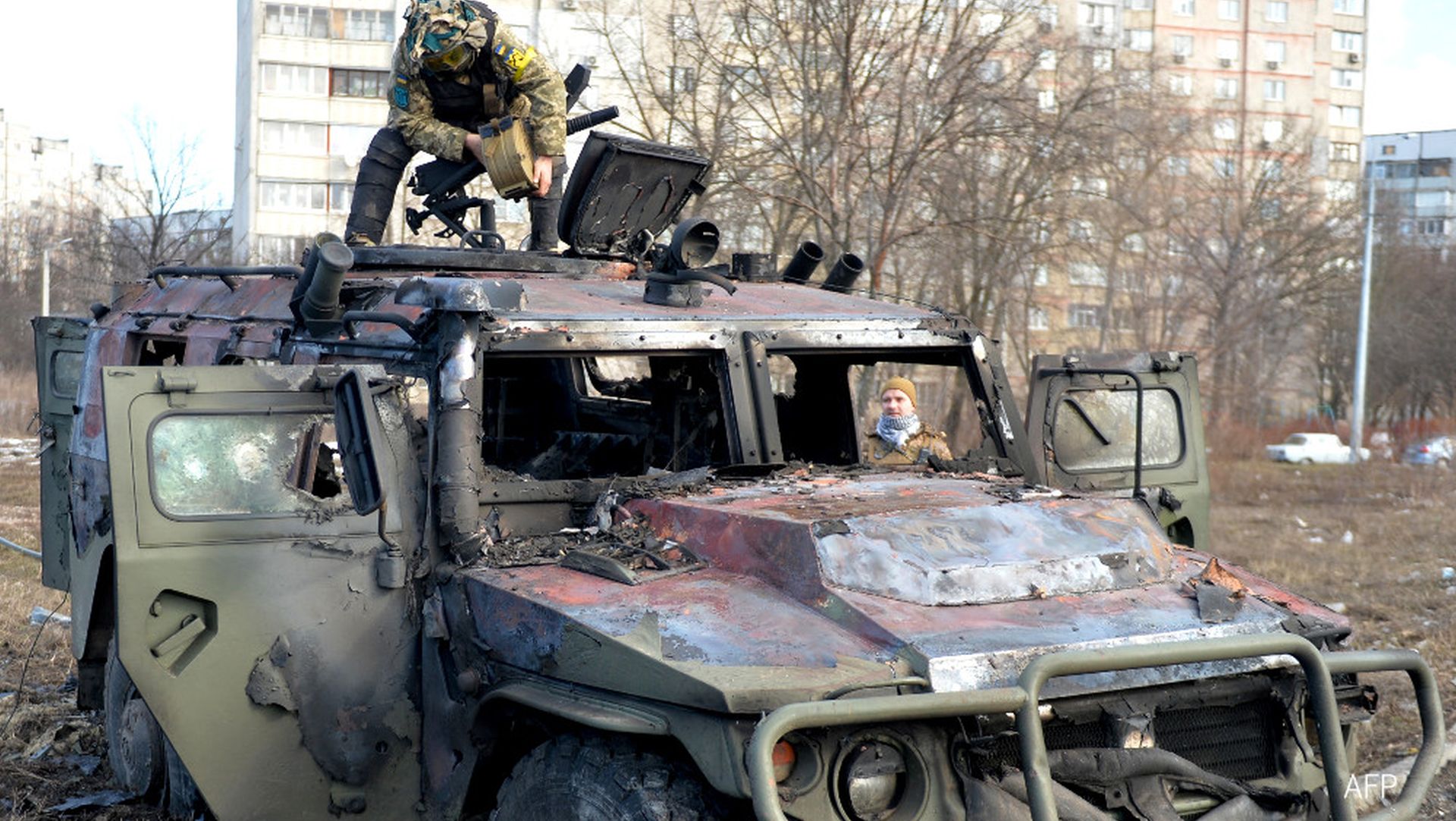 Veículo russo destruído na Guerra da Ucrânia