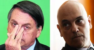 Bolsonaro e Alexandre de Moraes em foto montagem: Alexandre de Moraes libera uso de provas contra Bolsonaro