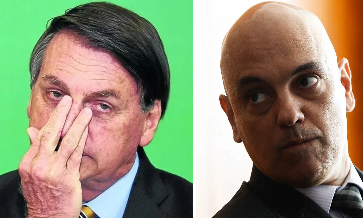 Bolsonaro e Alexandre de Moraes em foto montagem: Alexandre de Moraes libera uso de provas contra Bolsonaro