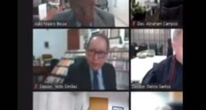 Painel do desembargador Yedo Simões caiu durante sessão online. Imagem: Reprodução