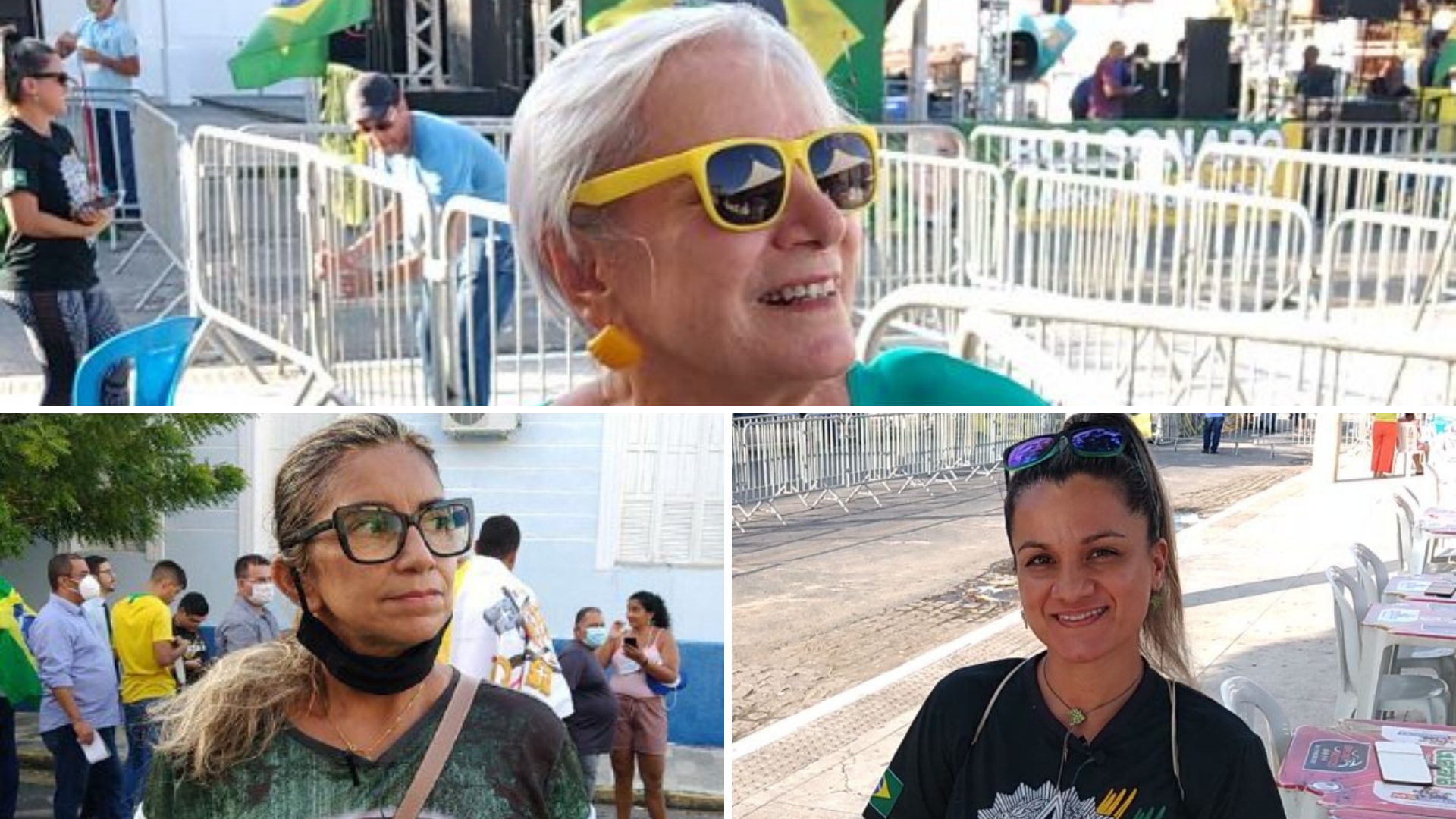 O DCM acompanhou apoiadores do presidente Jair Bolsonaro (PL) em visita à cidade de Caicó. Na foto está Mirna (acima), Miriam (canto inferior esquerdo) e Ana Paulo (canto inferior direito)