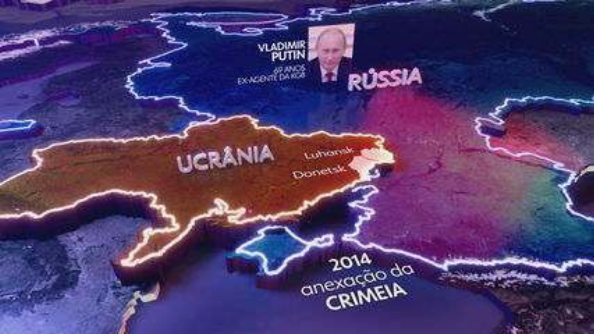 Mancheste United encerra patrocínio com empresa russa. Foto de mapa da Ucrânia e símbolos indicando dados.