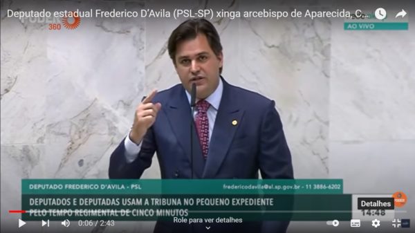Deputado Frederico D´Ávila no plenário da Alesp