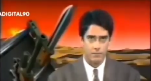 William Bonner apresentando o jornal nacional, no final da década de 90.