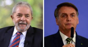Lula e Bolsonaro em tela dividida
