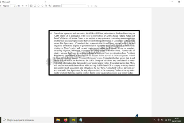 Contrato de confidencialidade de Moro