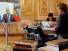 Putin e Macron: Putin destaca para Macron falta de resposta dos EUA