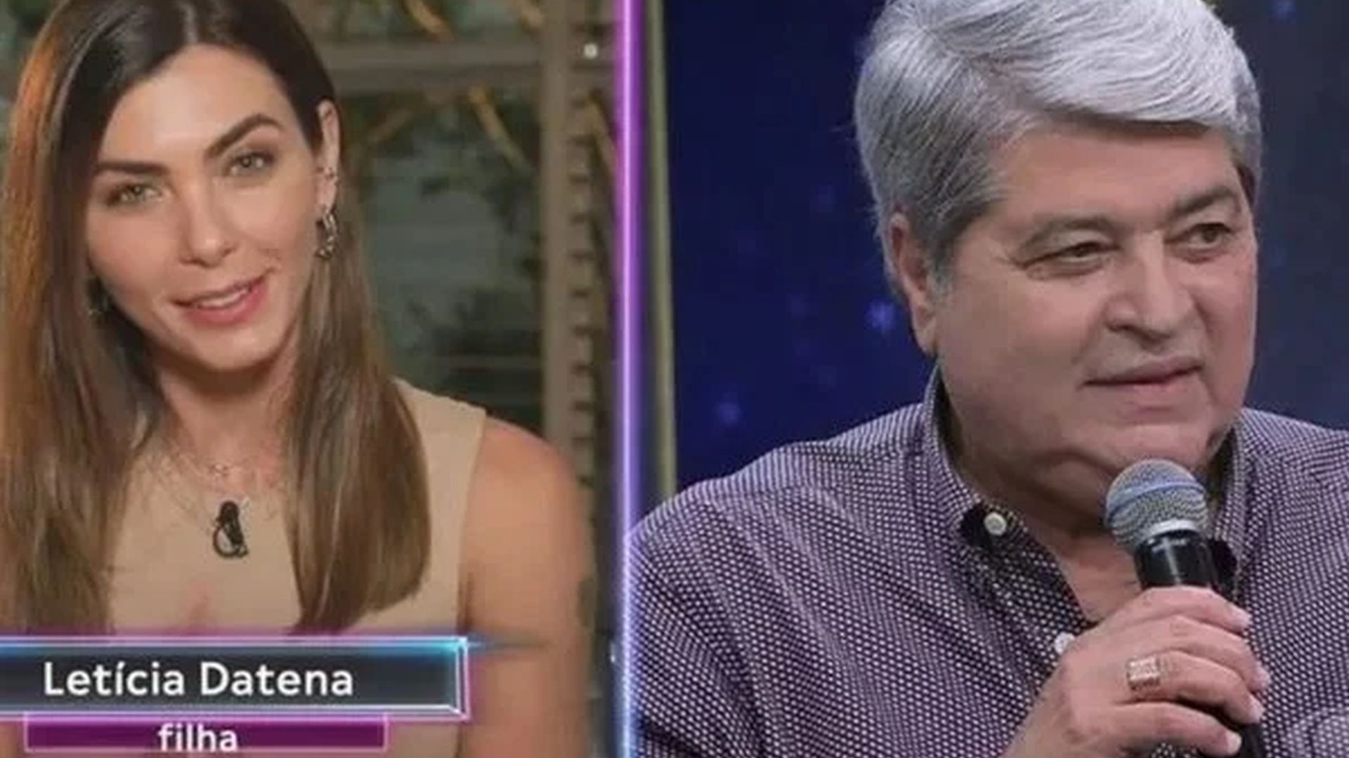 Filha de Datena diz ao Faustão que ficou quase 10 anos sem falar com o pai