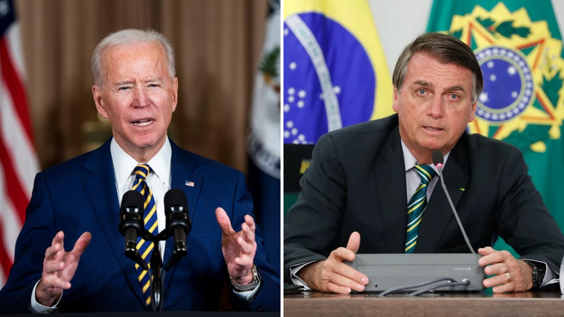 Biden e Bolsonaro, em tela dividida, eles vão se encontrar na Cúpula das Américas