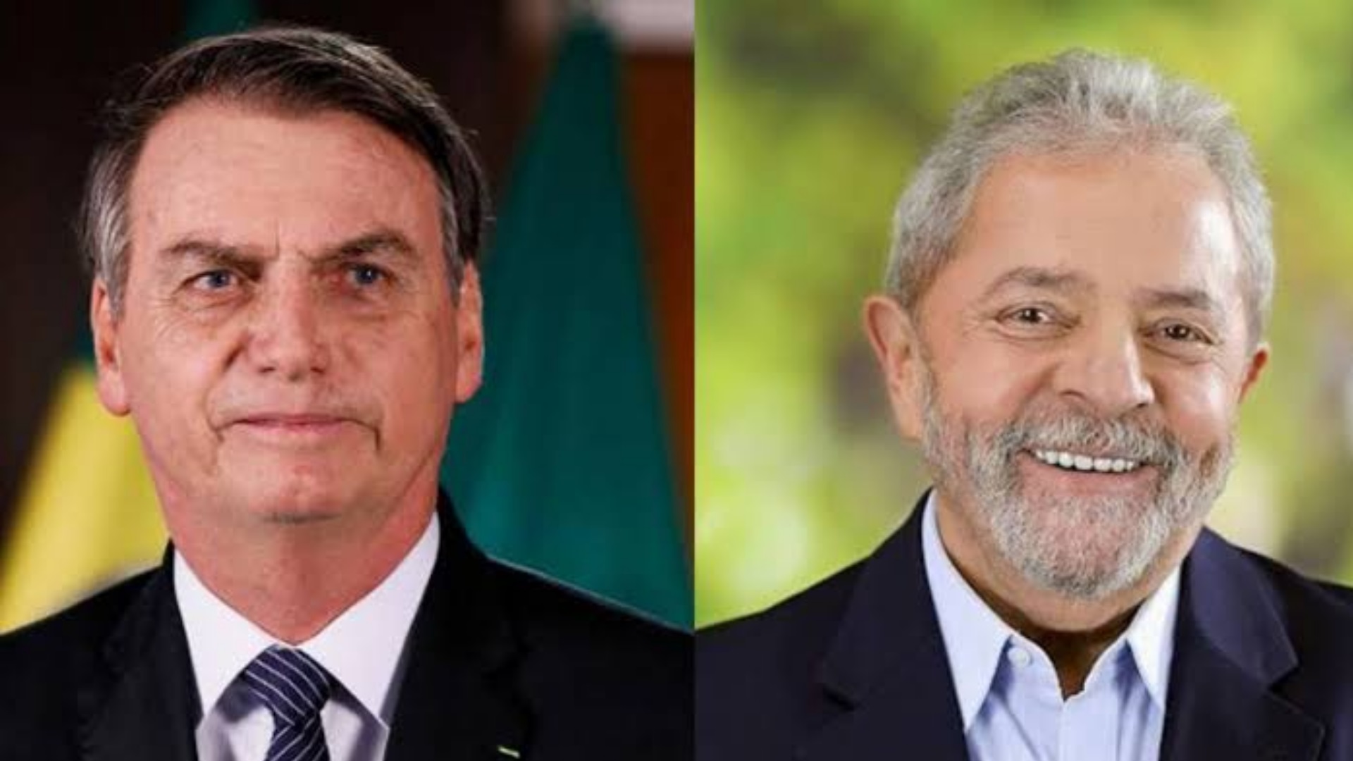 Bolsonaro e Lula em tela dividida