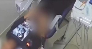 Em Manaus, homem mostra partes íntimas para grávida. Foto de câmera de vigilância mostrando o momento, as imagens estão borradas.