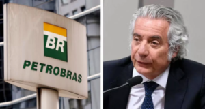 Centrão chega ao comando da Petrobrás. Foto de leteiro da Petrobrás, ao lado, há um foto de Adriano Pires, novo presidente da empresa.