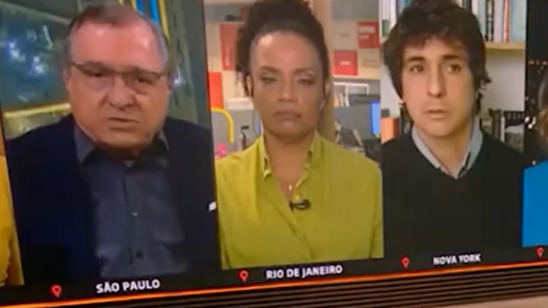 Guga Chacra e Sardenberg se estranham e discutem na GloboNews. Print da tela enquanto os dois discutem no programa.