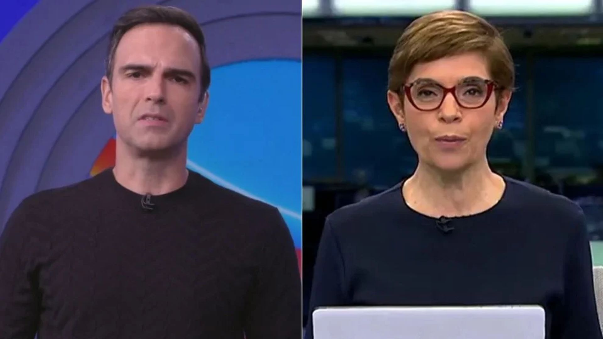 Tadeu Schmidt no BBB 22 e Renata Lo Prete no Jornal da Globo