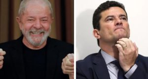 Lula e Moro em tela dividida