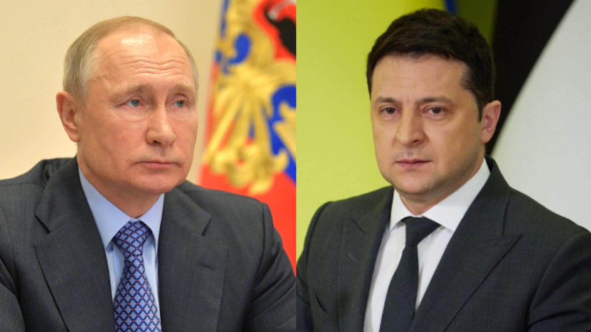 Putin e Zelensky em montagem