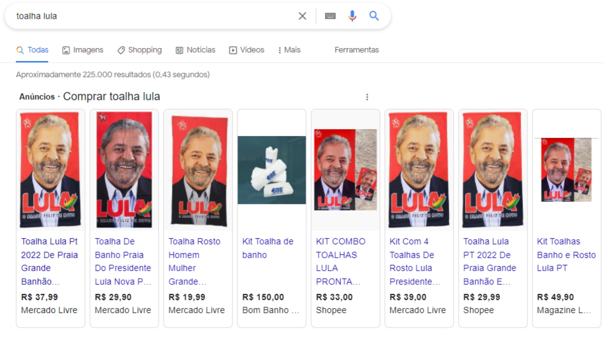 Toalha de Lula vendida