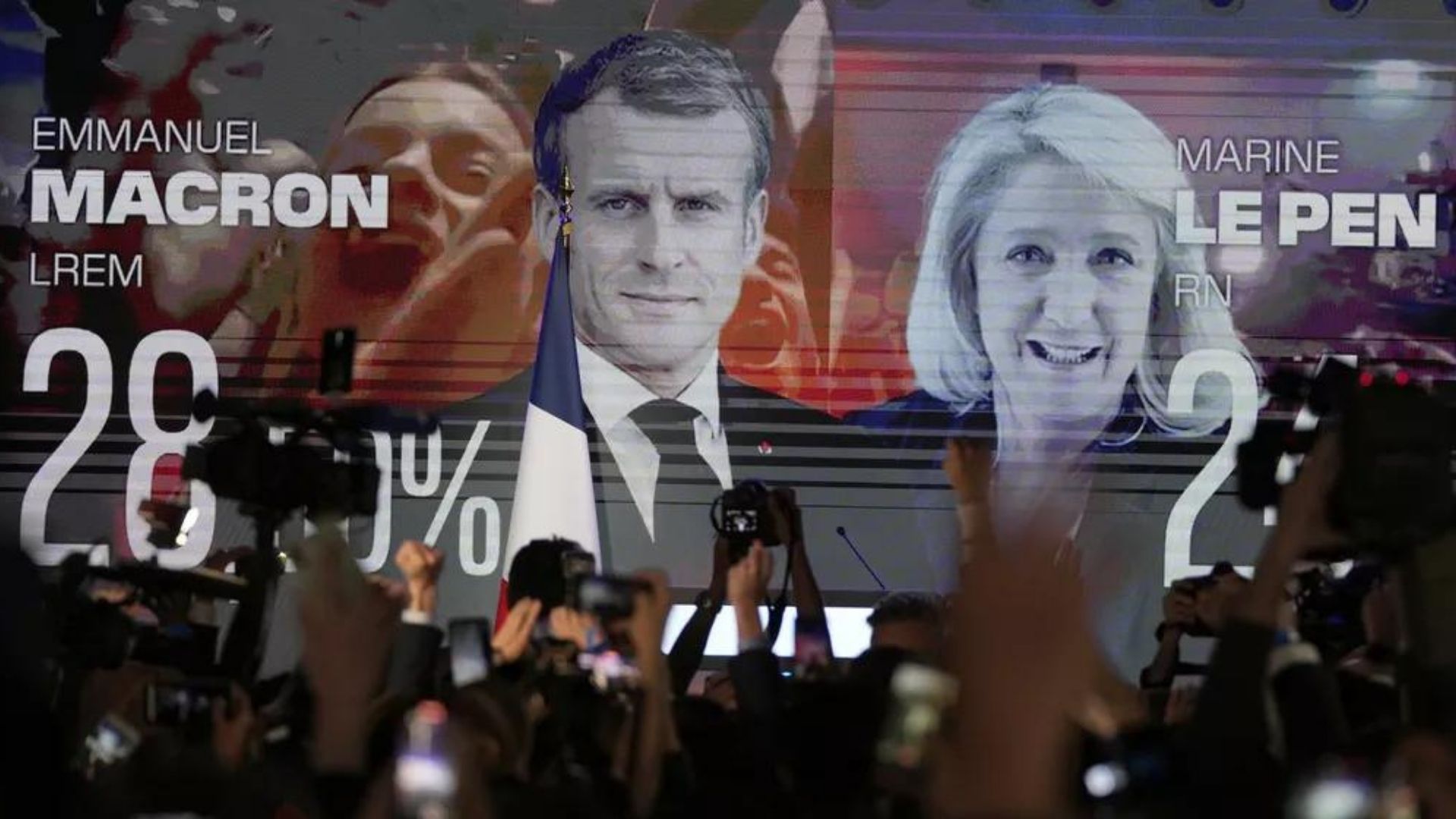 Projeções para elição na França mostra liderança de Macron e Le Pen