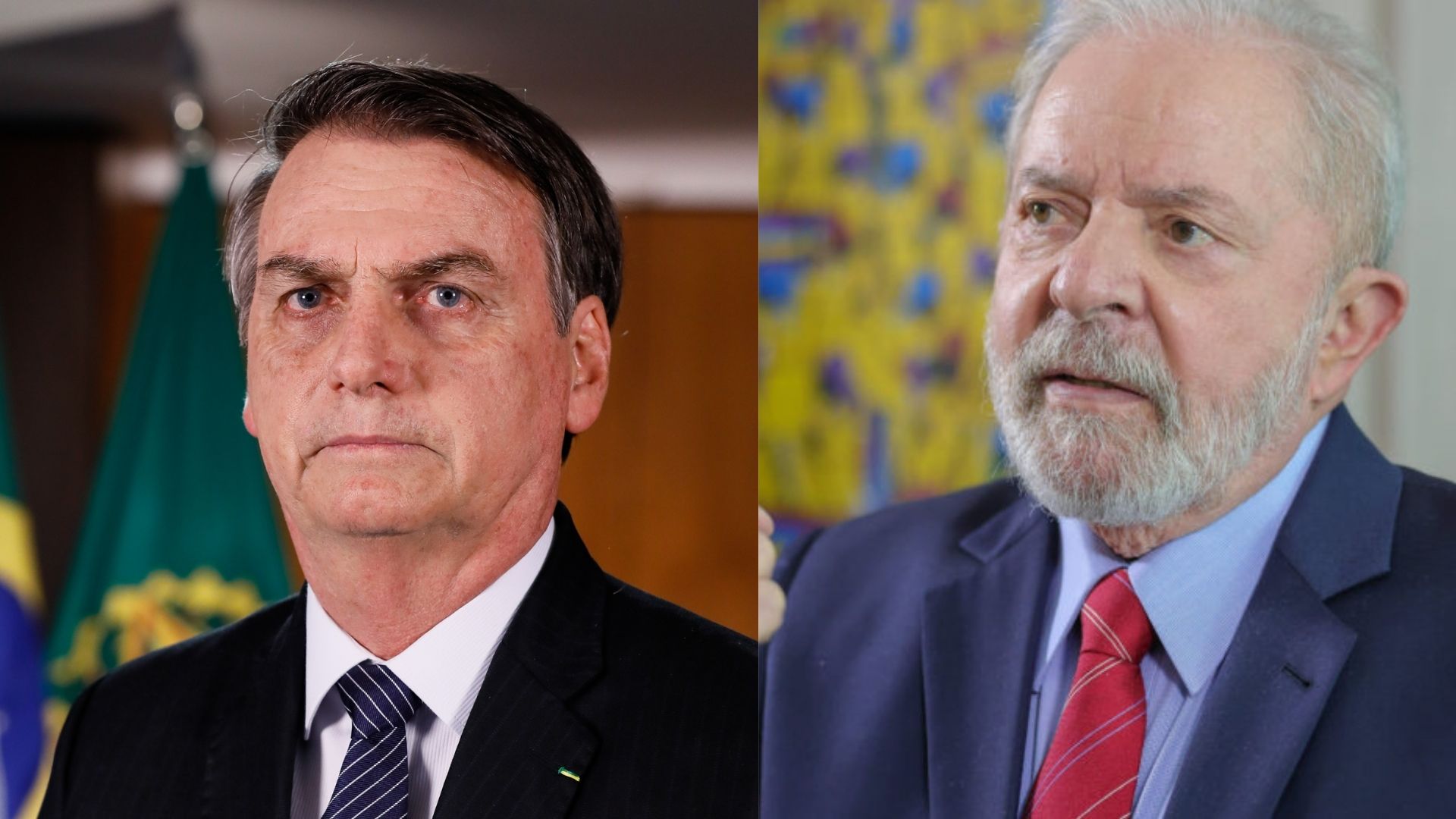 Bolsonaro e Lula lado a lado, em montagem.