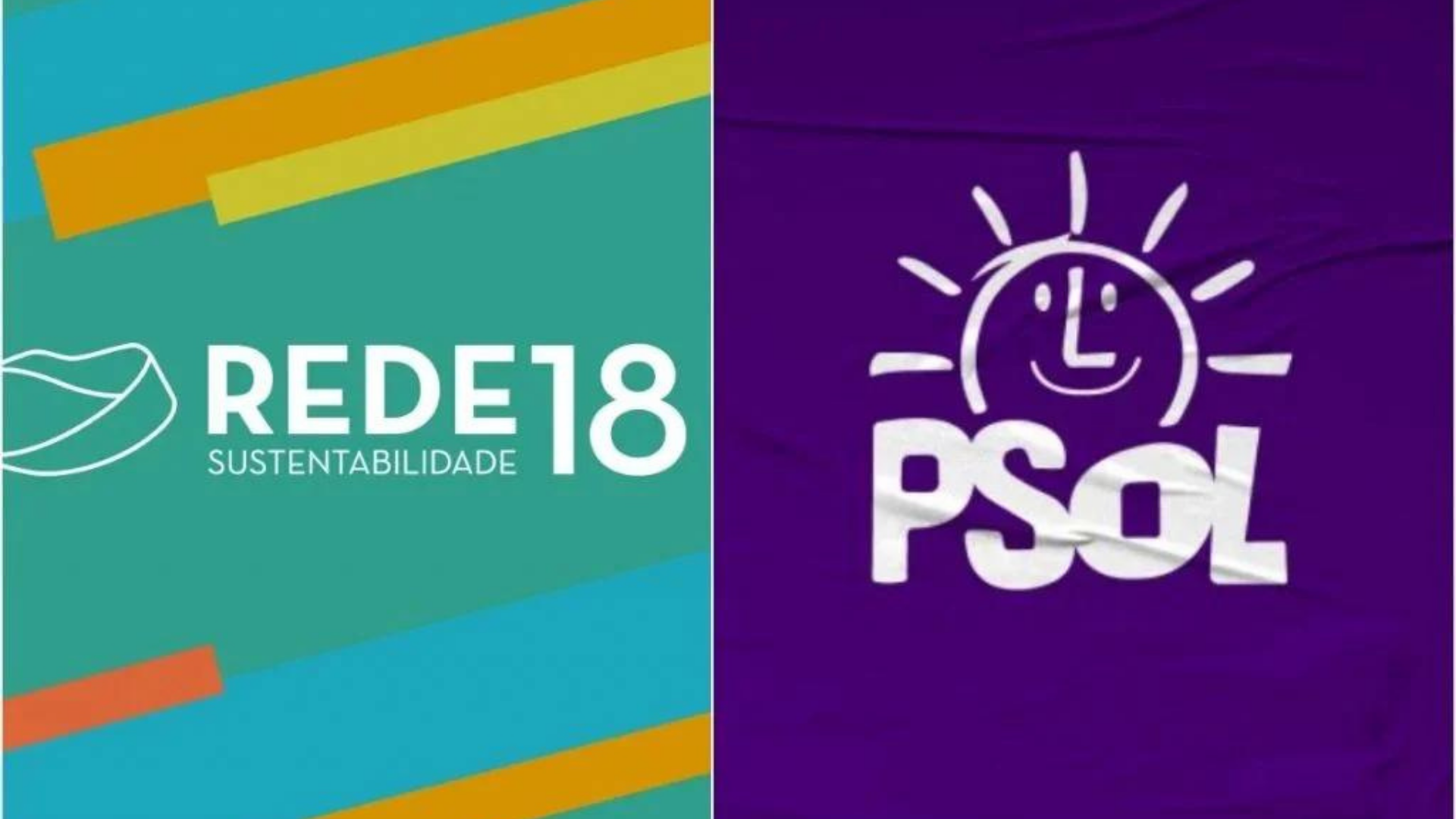 Foto das logos do PSOL e da Rede em uma montagem.