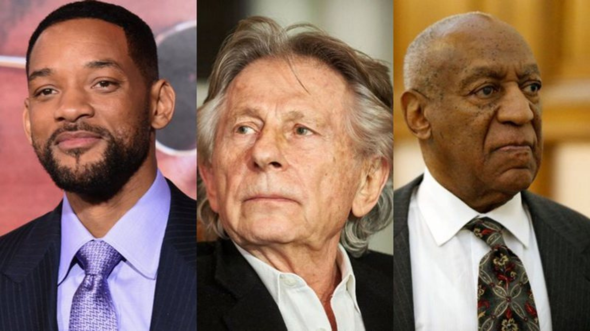 Foto de Will Smith, usando barba e terno preto, além de outros dois atores que foram expulsos da Academia.