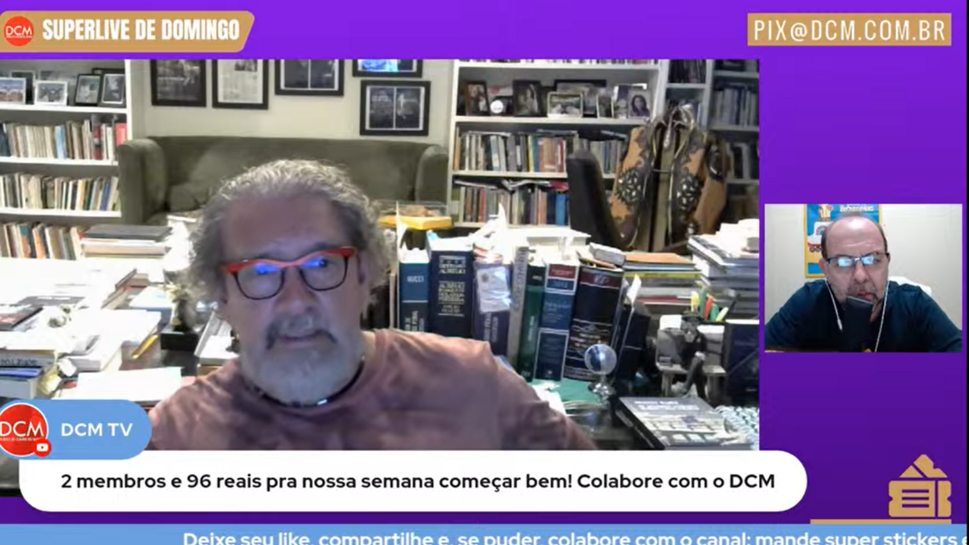 Orçamento secreto alimentou caixa preta da Defesa. Print da tela do YouTube do DCM, mostrando o jornalista junto com o advogado Kakay dividindo a tela.