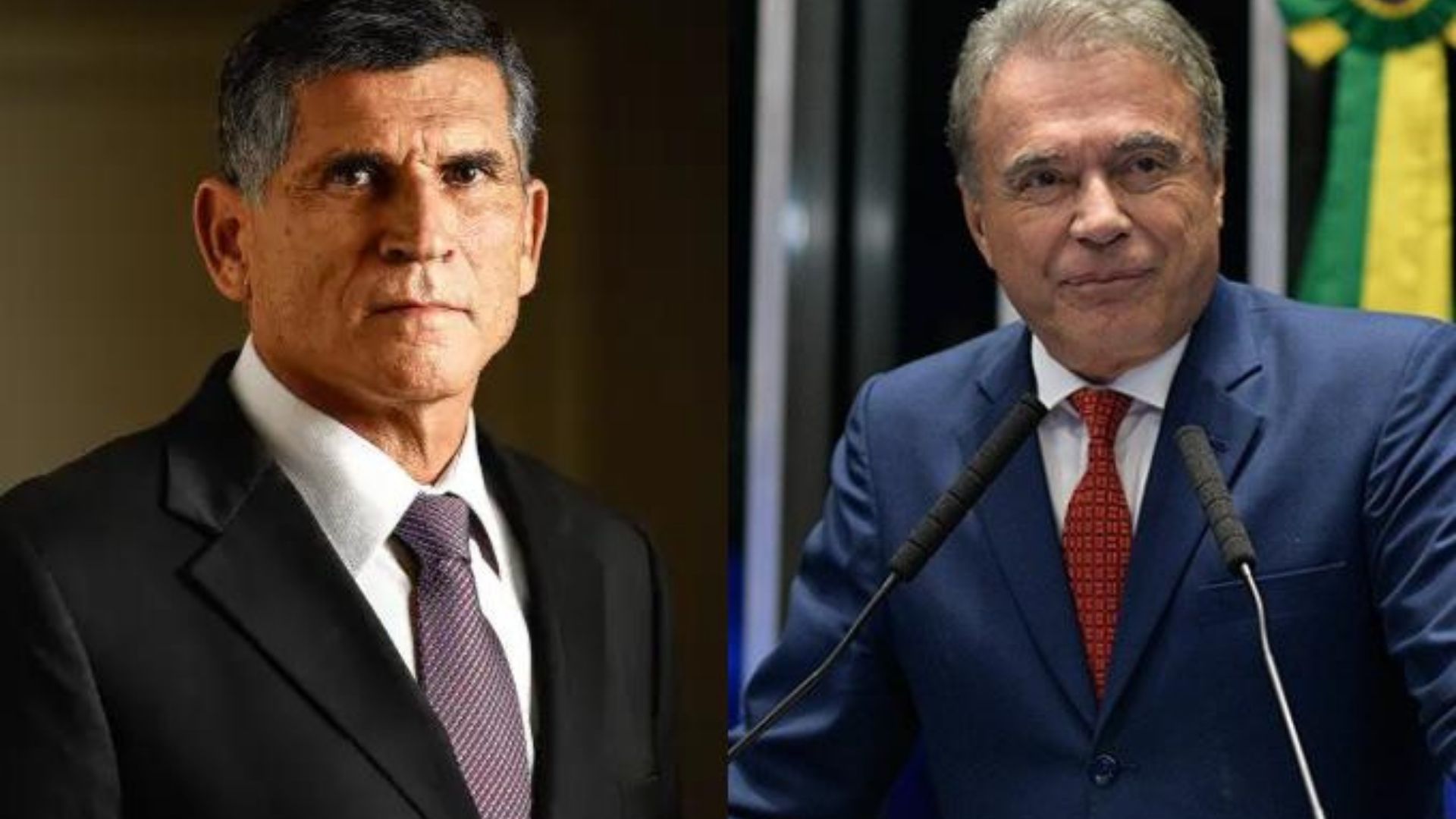 Foto do general Santos Cruz ao lado do senador Alvaro Dias.