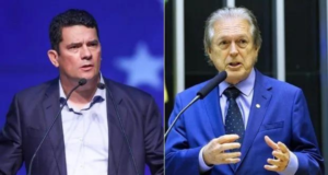 Foto de Sergio Moro e Luciano Bivar em uma montagem.