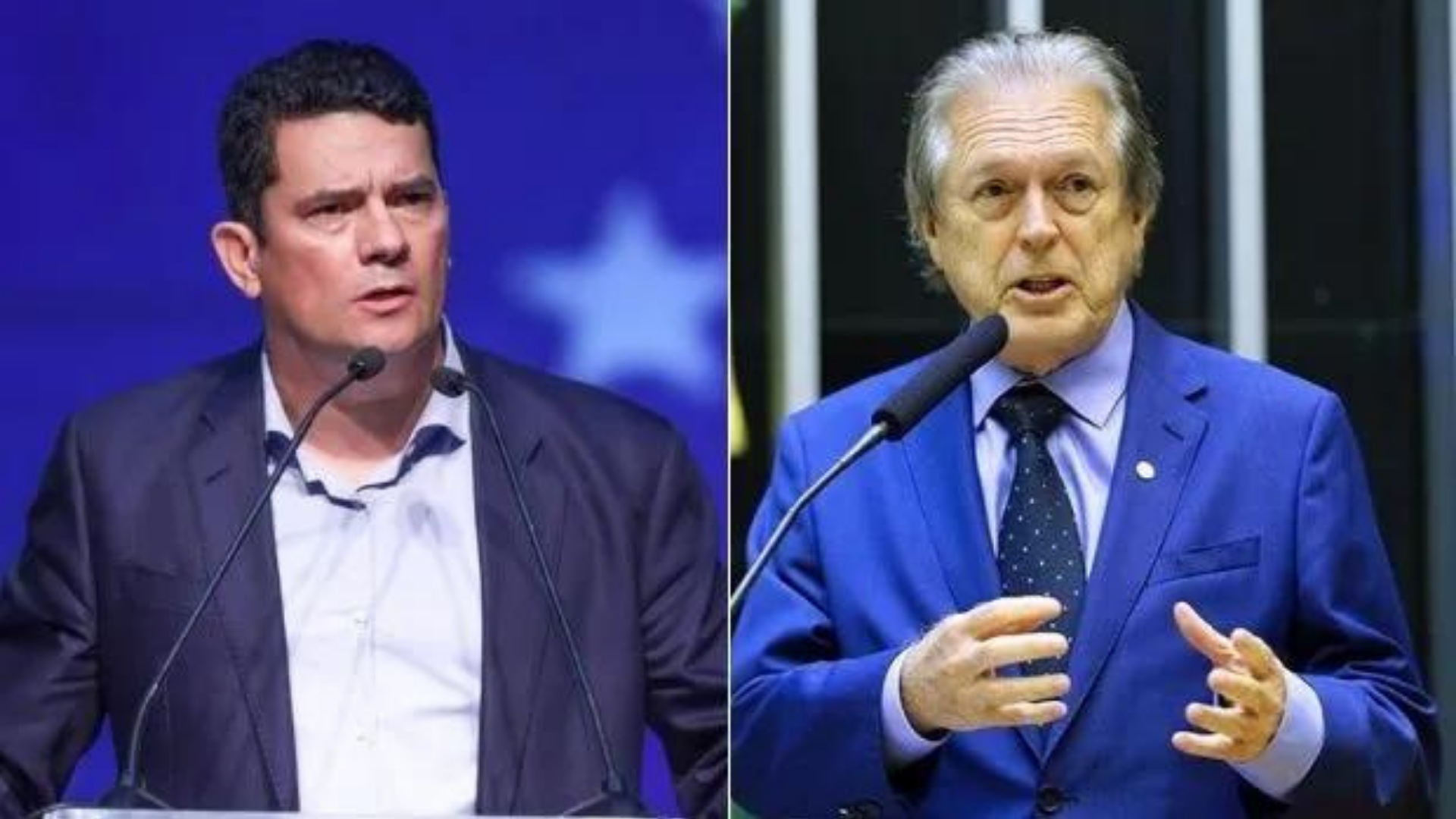 Foto de Sergio Moro e Luciano Bivar em uma montagem.