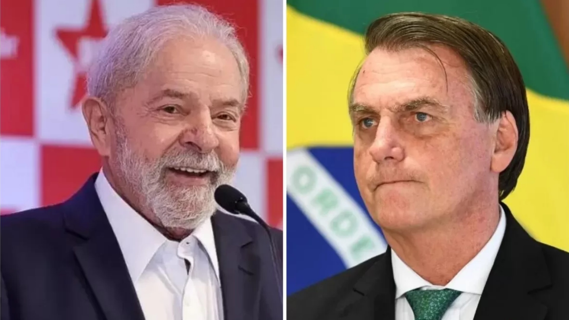 Montagem com a foto do ex-presidente Lula (PT) ao lado de Bolsonaro (PL).