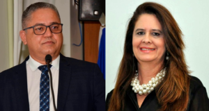 Vereador Eudes Assis e secretária Mila Jaber