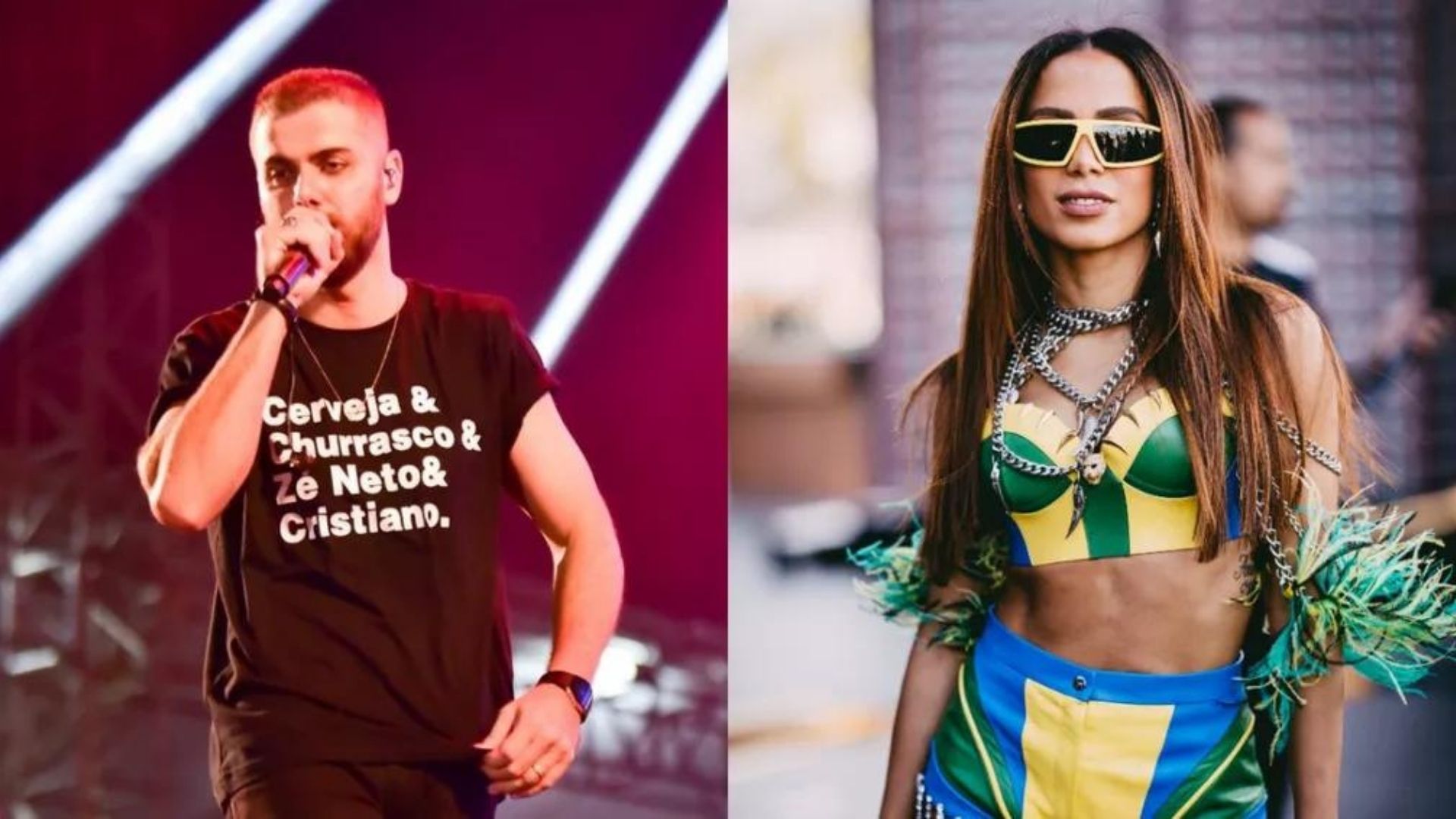 Foto de Zé Neto, à esquerda, e Anitta, à direita.