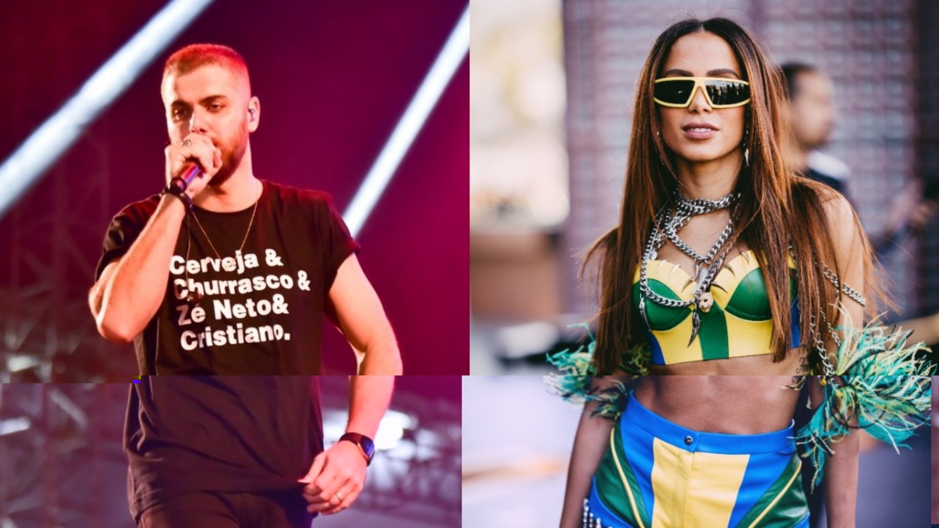 Monstagem com duas fotos, uma de Zé Neto, à esquerda, e outra da Anitta, à direita.