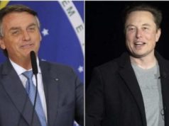 Montagem foto de Bolsonaro, à esquerda, ao lado de foto de Elon Musk, à direita.