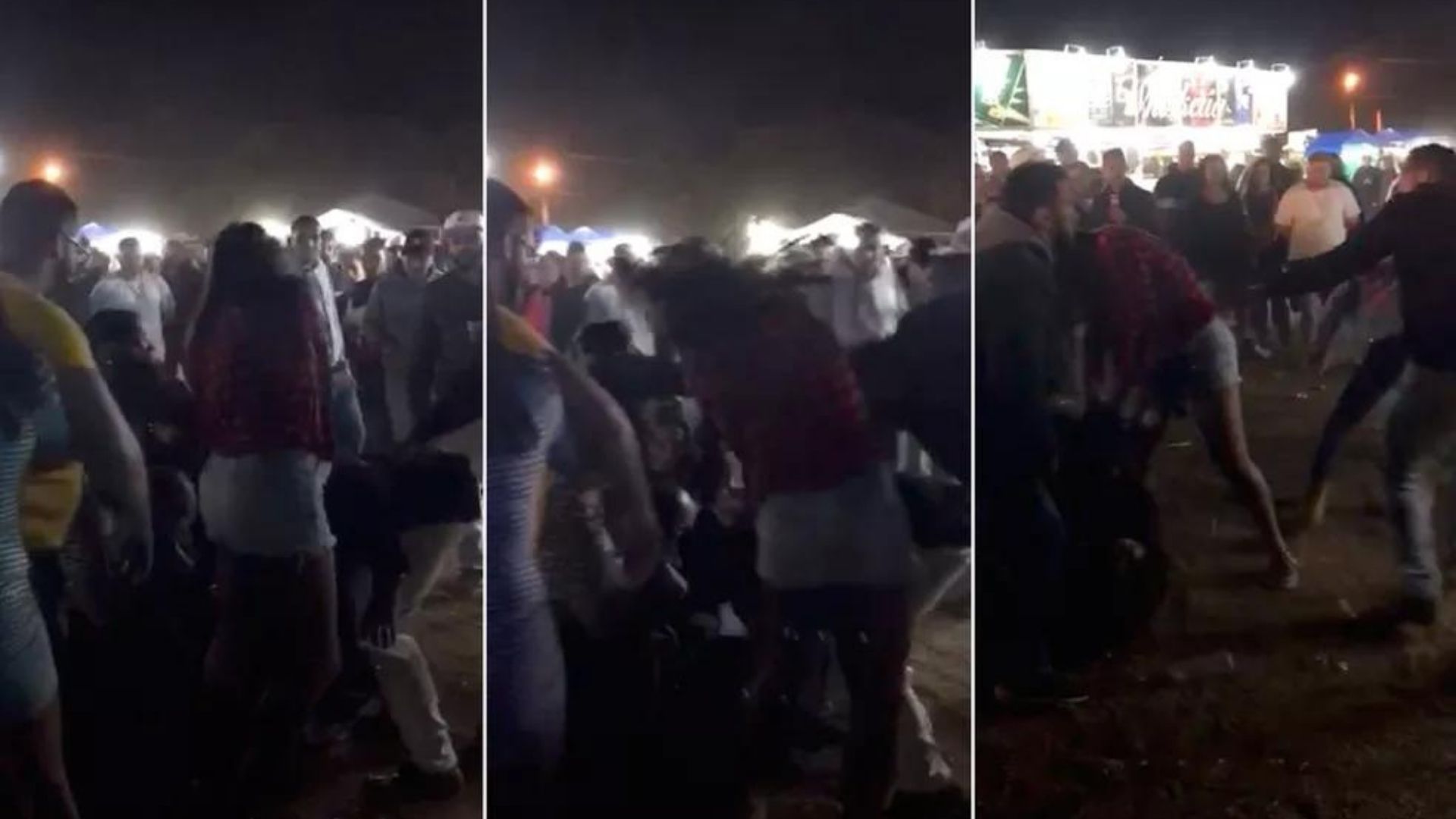 Foto da briga durante o evento em Franca, São Paulo. Pessoas estão próximas umas das outras e parecem se movimentar rapidamente.
