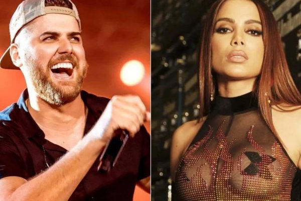 Foto de Anitta e Zé Neto e uma montagem.
