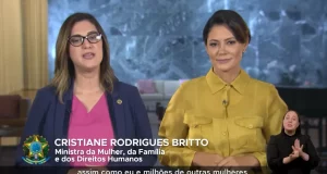 Michelle Bolsonaro e ministram fazem pronunciamento no Dia das Mães em rede nacional.