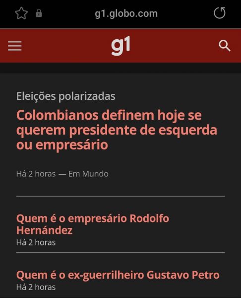 Print de notícias do G1