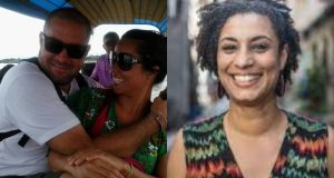 Montagem de fotos de Beatriz e Bruno Pereira e Marielle Franco