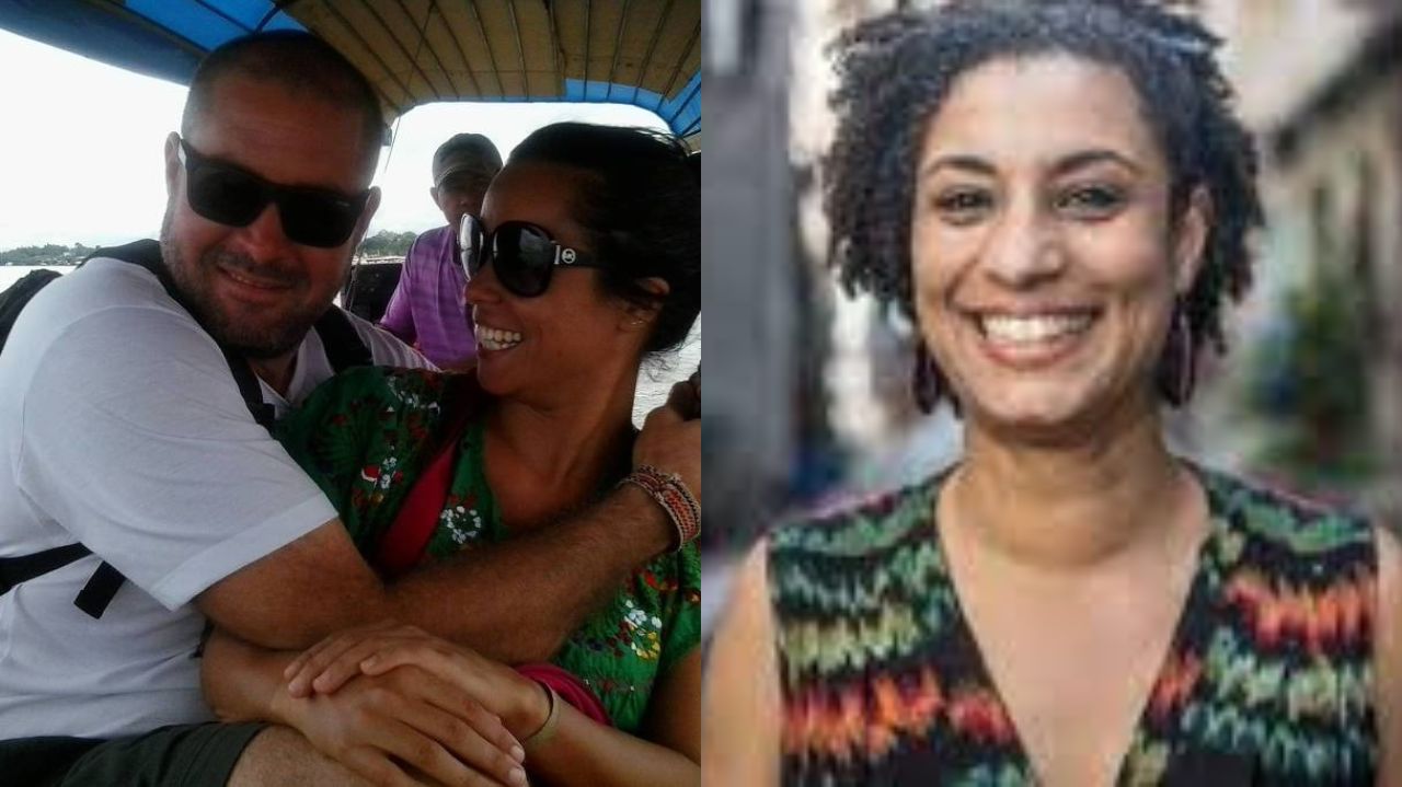 Montagem de fotos de Beatriz e Bruno Pereira e Marielle Franco