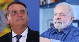 Montagem de fotos de Jair Bolsonaro e Lula sem sorrir