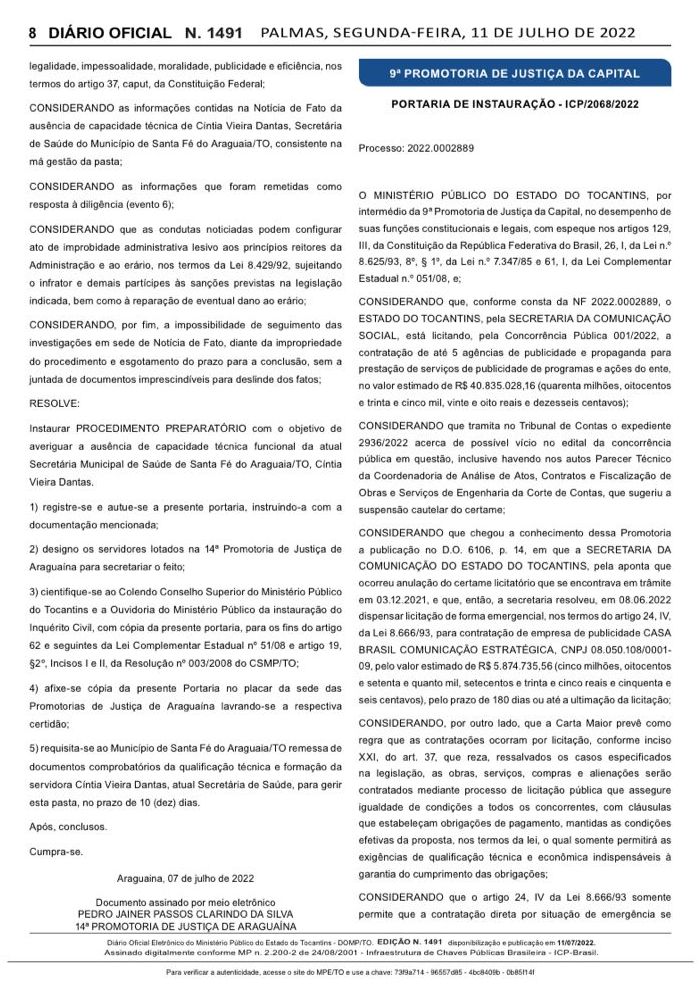 Ministério Público age para investigar o governo do Tocantins